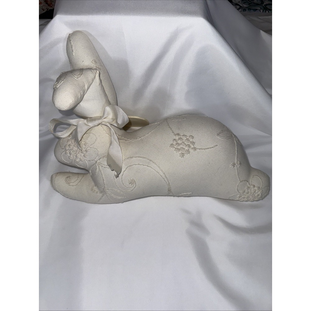 Embroidered, Feminine Stuffed Bunny, Rabbit Shabby Chic, baby shower gift